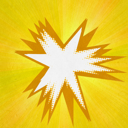 yellow retro comics background on old paper textureの写真素材