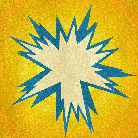 yellow retro comics background on old paper textureの写真素材