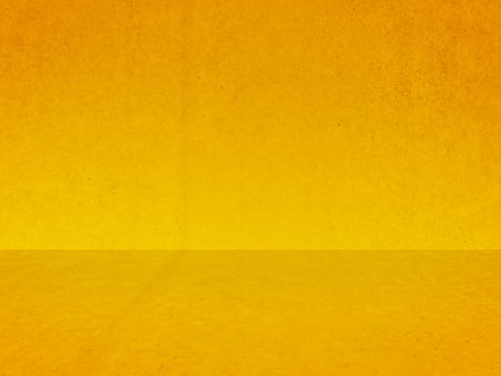 yellow plaster wall, old grunge room, interior backgroundの写真素材