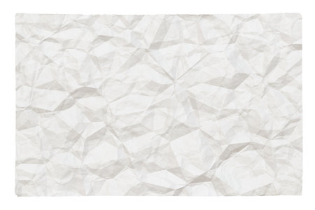 old blank crumpled paper with copyspace isolated on white backgroundの写真素材