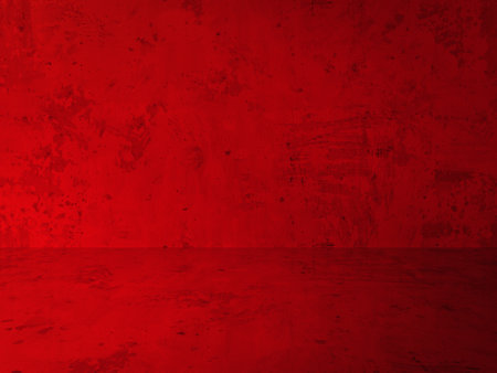red plaster wall, old grunge room, interior backgroundの写真素材