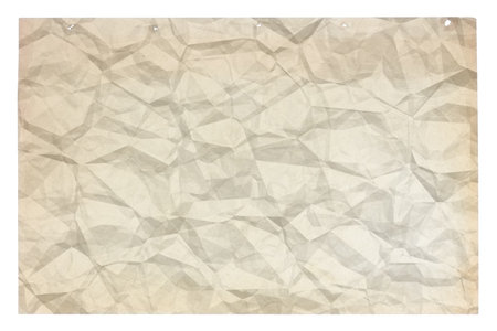 old blank crumpled paper with copyspace isolated on white backgroundの写真素材
