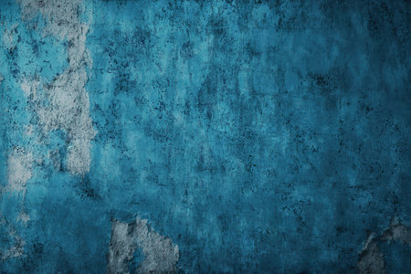 old blue concrete background, grungy plaster wallの写真素材