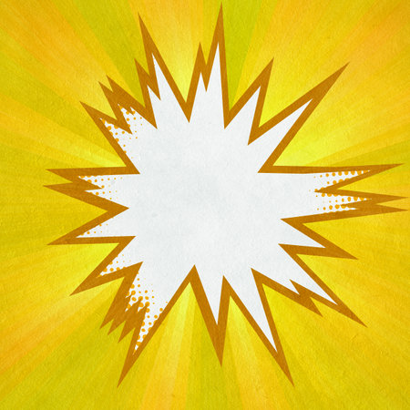 yellow retro comics background on old paper textureの写真素材