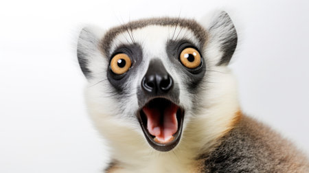 Ring-tailed lemur (Lemur catta) isolated on white backgroundの素材