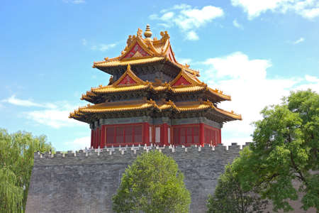 The northeast corner tower of The Forbidden City, Beijing, Chinaの写真素材