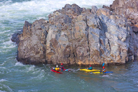 Kayaking on Potomac river in Great Falls National Park in Virginia, USAのeditorial素材