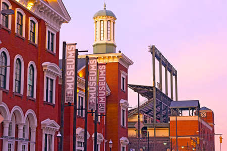 Baltimore, USA - January 31, 2014: The Sports Legends Museum at Camden Yards is a non-profit sports museum in Baltimore, Maryland, United States. The museum is adjacent to the main gate of the Oriole Park at Camden Yards seen on background.The Sports Legのeditorial素材