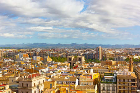 Aerial panoramic view of Valencia, Spain. Urban architecture of Spanish city in summer.の写真素材