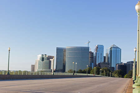 Key Bridge over Potomac River, Washington DC, USA. A view on Rosslyn skyline from the bridge in early morning.の写真素材