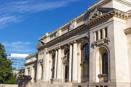 Historic building of the Carnegie Library at Mt. Vernon Square in Washington DC, USA. The most prominent historic building of the District in the early morning.のeditorial素材