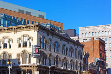 WASHINGTON DC, USA - APRIL 29, 2015: International Spy Museum in Washington DC on April 29, 2015. The museum has the largest collection of international espionage artifacts and attracts a lot of tourists and locals since itï¿½s opening on July 19, 2002.のeditorial素材
