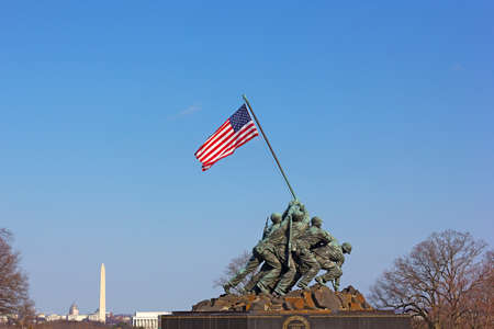 WASHINGTON, DC - MARCH 21, 2015: Marine Corps War Memorial in Washington, DC on March 21, 2015. Better known as The Iwo Jima Memorial, it dedicated to all marines who have given their lives in battle.のeditorial素材