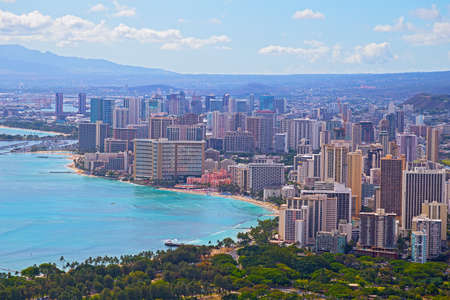 Honolulu downtown skyline in Hawaii, USA. A view on the city from Diamond Head.の写真素材