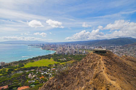 Honolulu cityscape in Hawaii, USA. A view on the city from the mountain top.の写真素材