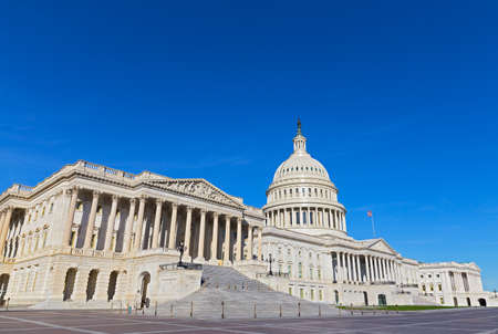 WASHINGTON DC, USA - NOVEMBER 11 2016: United States Capitol building on a early morning in autumn. It is the home of the United States Congress and sits atop of the Capitol Hill.のeditorial素材
