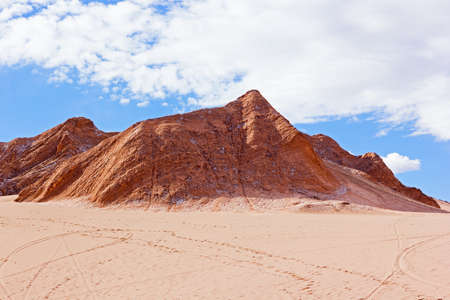 Area of Atacama Desert with sand that used for skiing fun. Sandy landscape of San Pedro de Atacama, Chile.の写真素材
