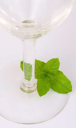 Mint leaves near glass ISOLATEDの写真素材