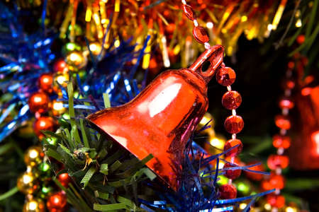 Christmas bell on treeの写真素材