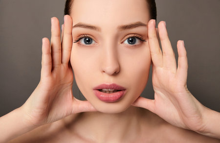 Beautiful woman skin care concept face beuty close up healthy clean skin.