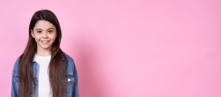 Attractive young funny emotional caucasian girl child long-haired brunette. Close-up, scared,...
