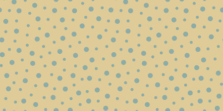 Green random dots on a yellow background. Seamless vector polka dot pattern. Vintage texture circles and spotsのイラスト素材