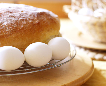 Typical festive Easter Czech sweet bread called mazanec, food concept.