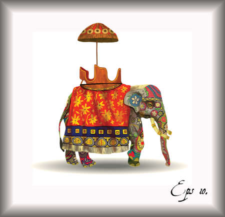 Indian elephant isolated illustration. Hand drawn vector.のイラスト素材