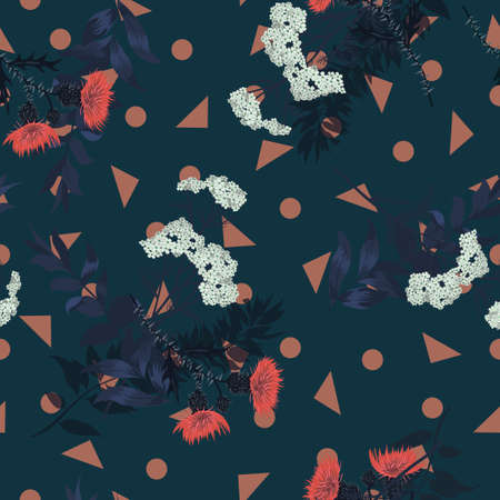 Seamless vector vintage style floral pattern with wild flowersのイラスト素材