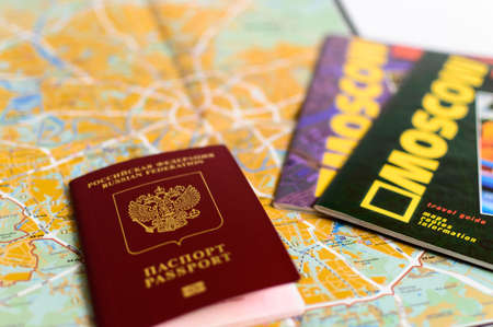 Table-map of Moscow. passport. Guidesの写真素材