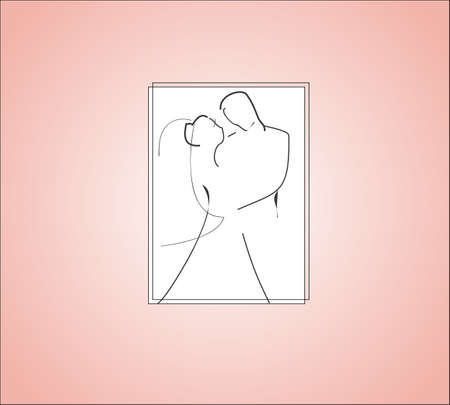 pink wedding invitation bride and groomのイラスト素材