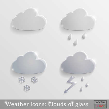 Set of glass icons rain cloudsのイラスト素材