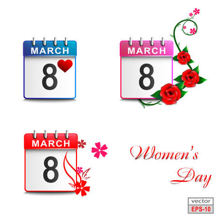 A set of calendars for the International Women's Day of white backgroundのイラスト素材