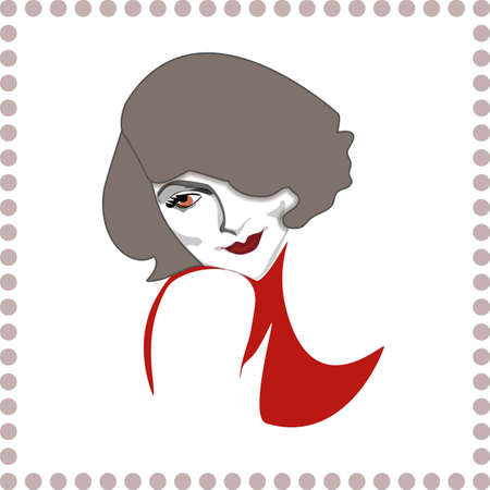 Female face expressing emotion and feelings, portrait framedのイラスト素材