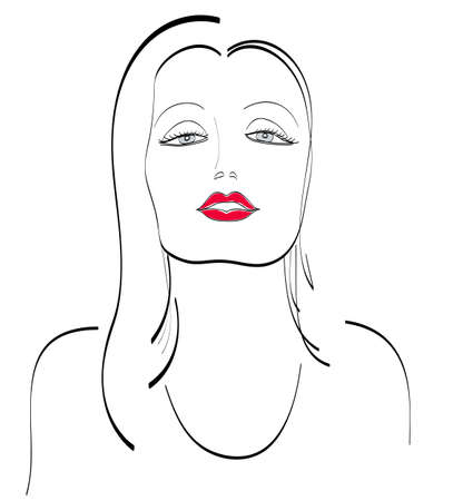 Face of beautiful girl with lines on white backgroundのイラスト素材