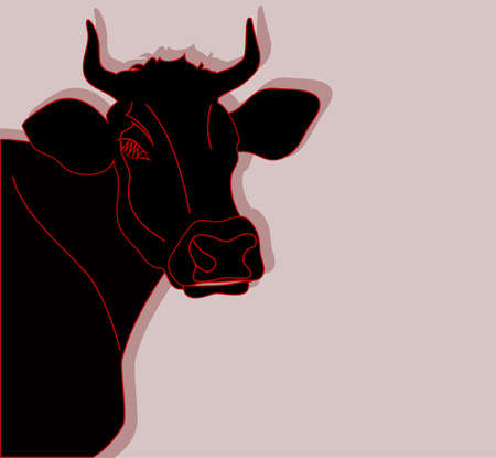 Black cow on a light backgroundのイラスト素材