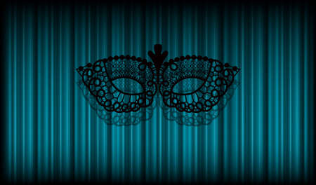 Black lace mask on curtain backgroundのイラスト素材