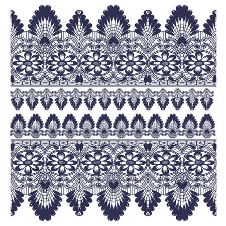 Vector Lace edge patterns of isolated objectsのイラスト素材