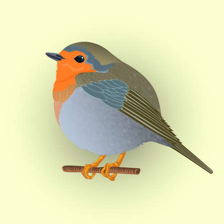 small bird on branch on gradient backgroundのイラスト素材