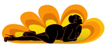 Lush woman lying on a yellow flower.のイラスト素材