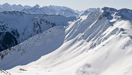 View of mountain range in the Austrian Alps 