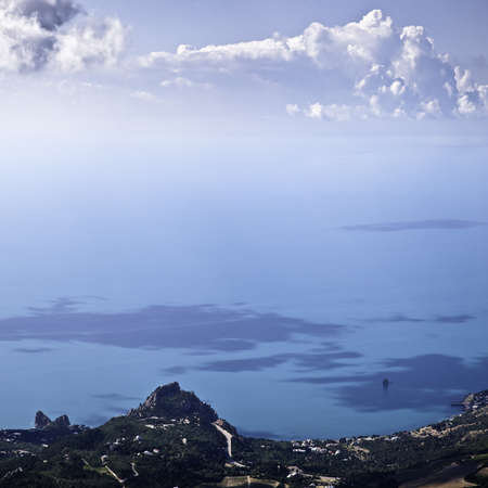view on the Black sea from Crimean highlandsの写真素材