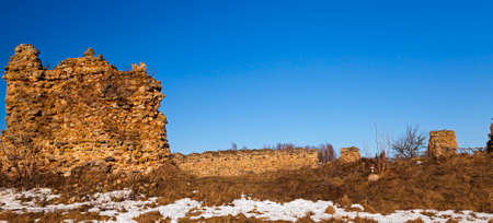 ruins of the fortress located in the village of Krevo, Belarusの写真素材