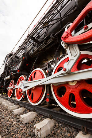 the wheels of the old train photographed by a close upの写真素材