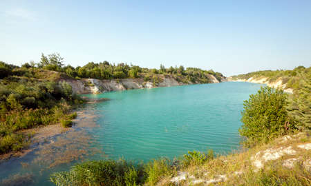 the artificial lake which appeared on cretaceous pits. Belarusの写真素材