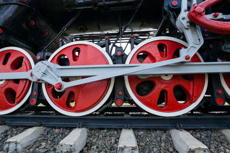 the wheels of the old train photographed by a close upの写真素材