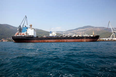 seaport on which mooring there are cargo ships. Montenegroの写真素材