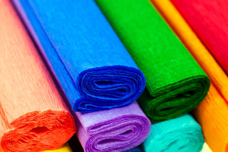 the put multi-colored crepe paper for occupation by creativityの写真素材