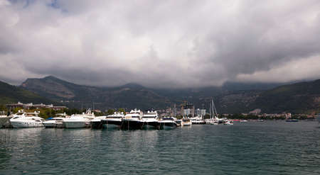 boats on pier on the sea. Montenegro. summer.の写真素材