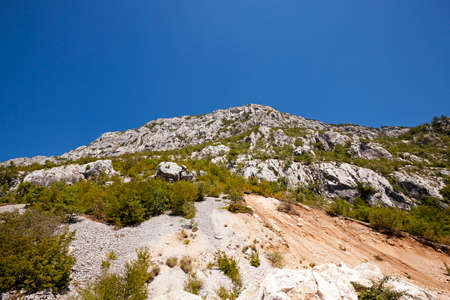 the tops of the mountains  photographed by a close up. which are in Montenegroの写真素材